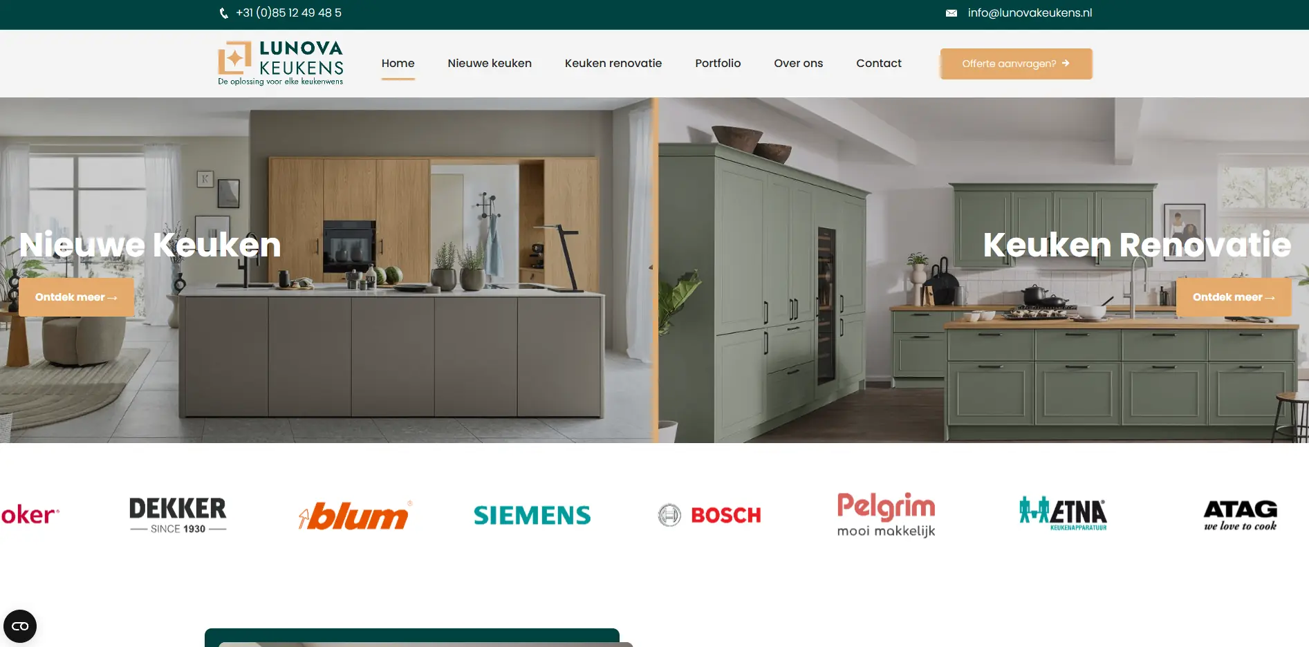 Website preview Lunova Keukens