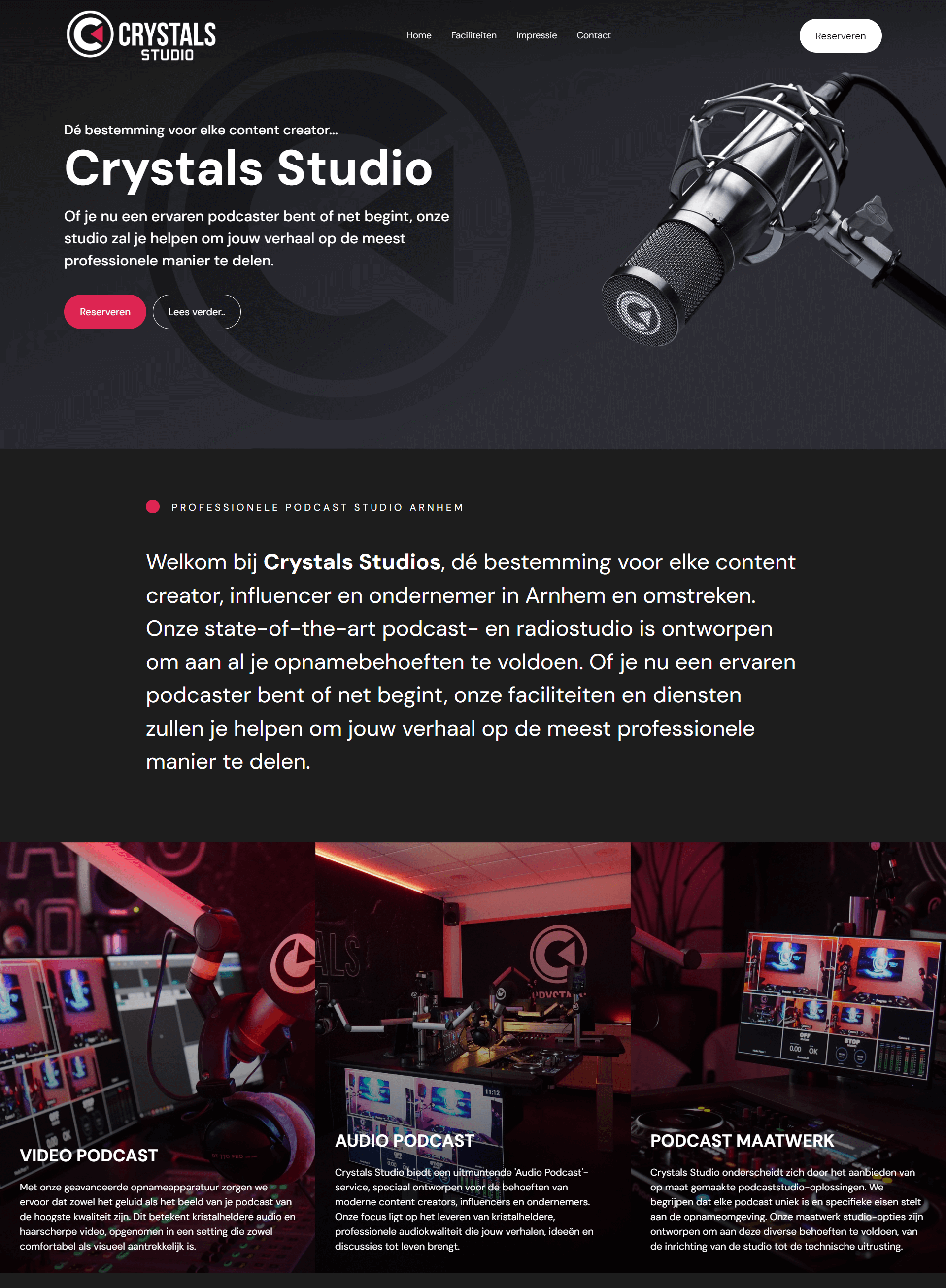 Voorbeeld van een websitepagina met opbouw en design