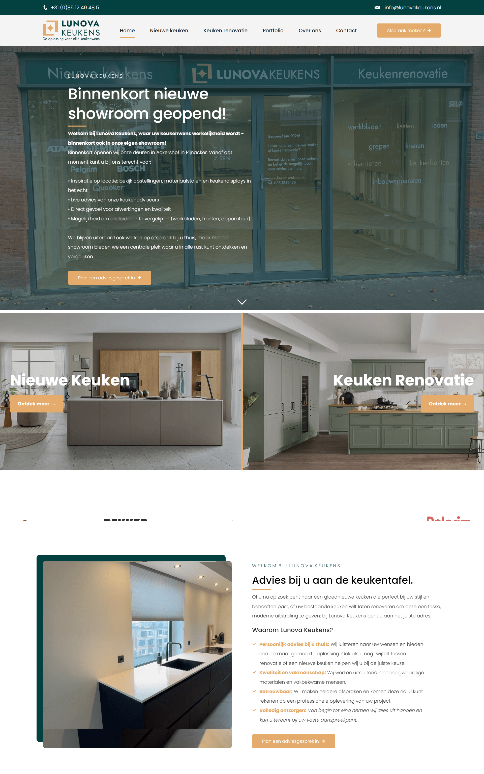 Voorbeeld van een websitepagina met opbouw en design