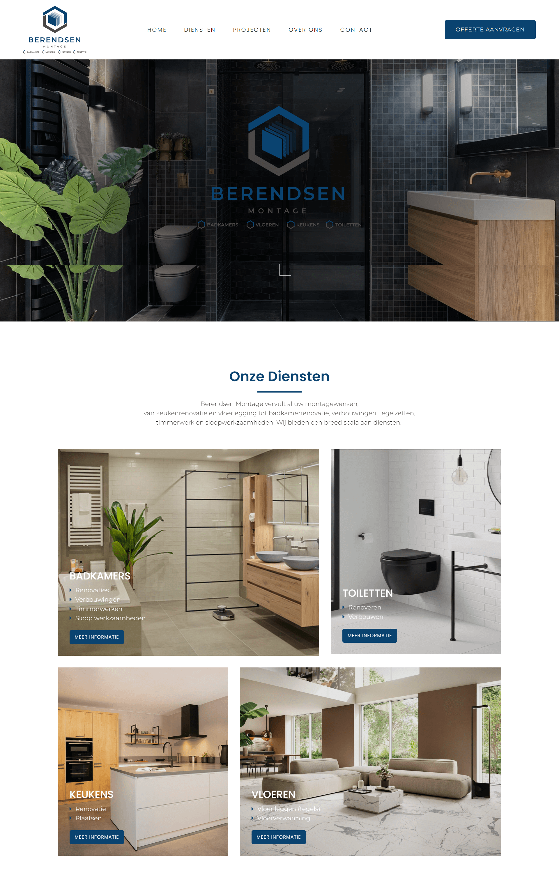 Voorbeeld van een websitepagina met opbouw en design