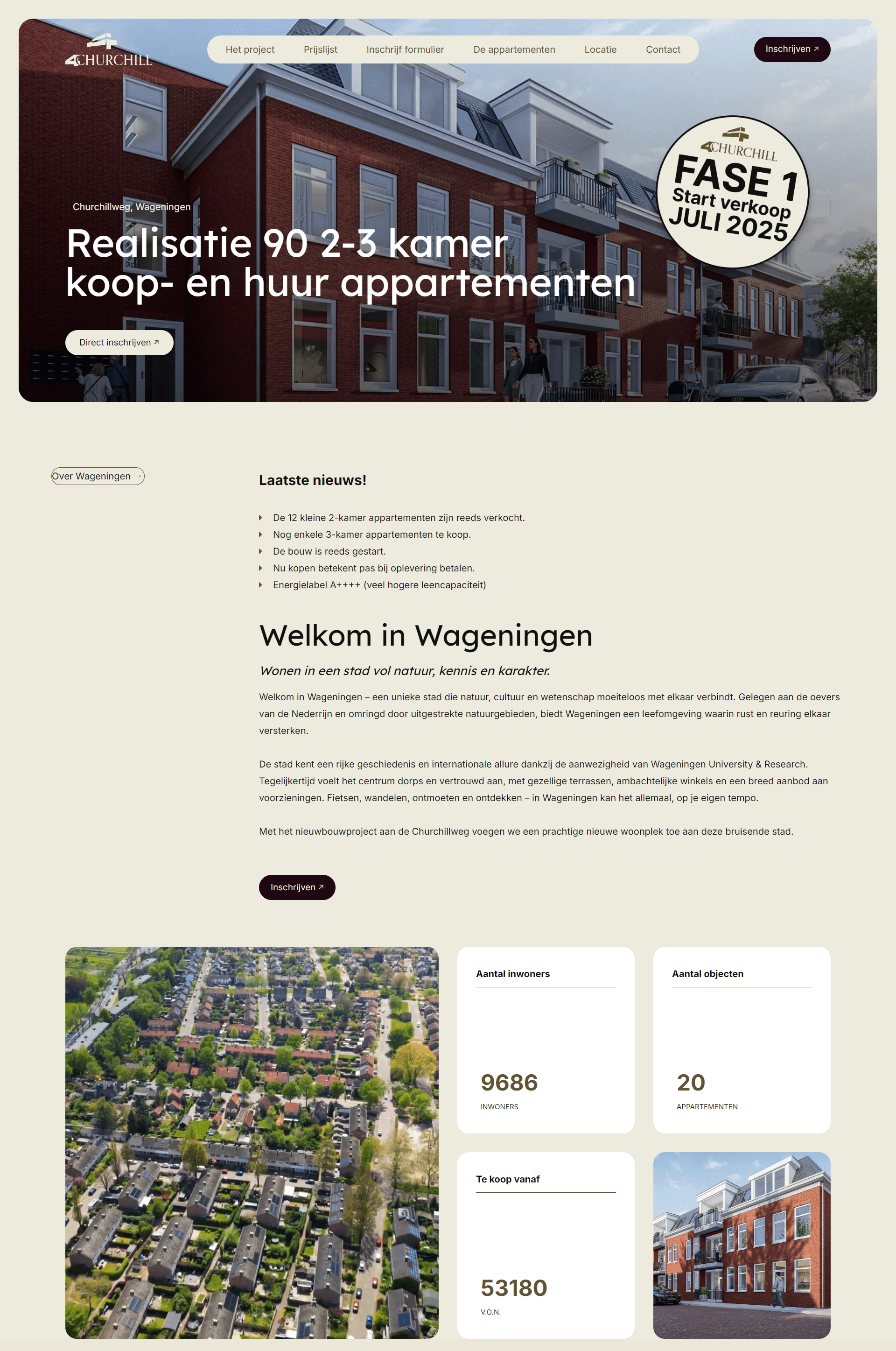 Voorbeeld van een websitepagina met opbouw en design