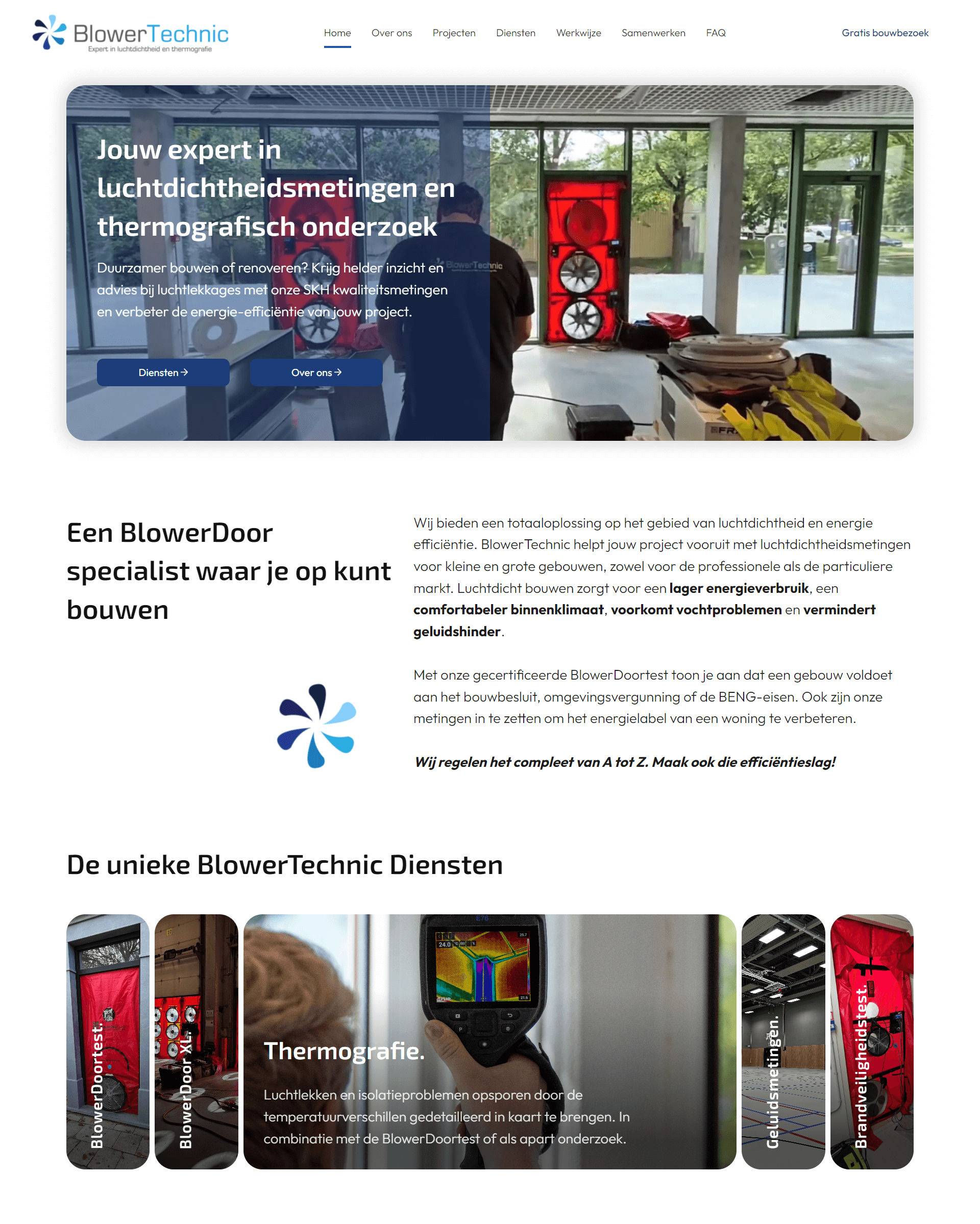 Voorbeeld van een websitepagina met opbouw en design