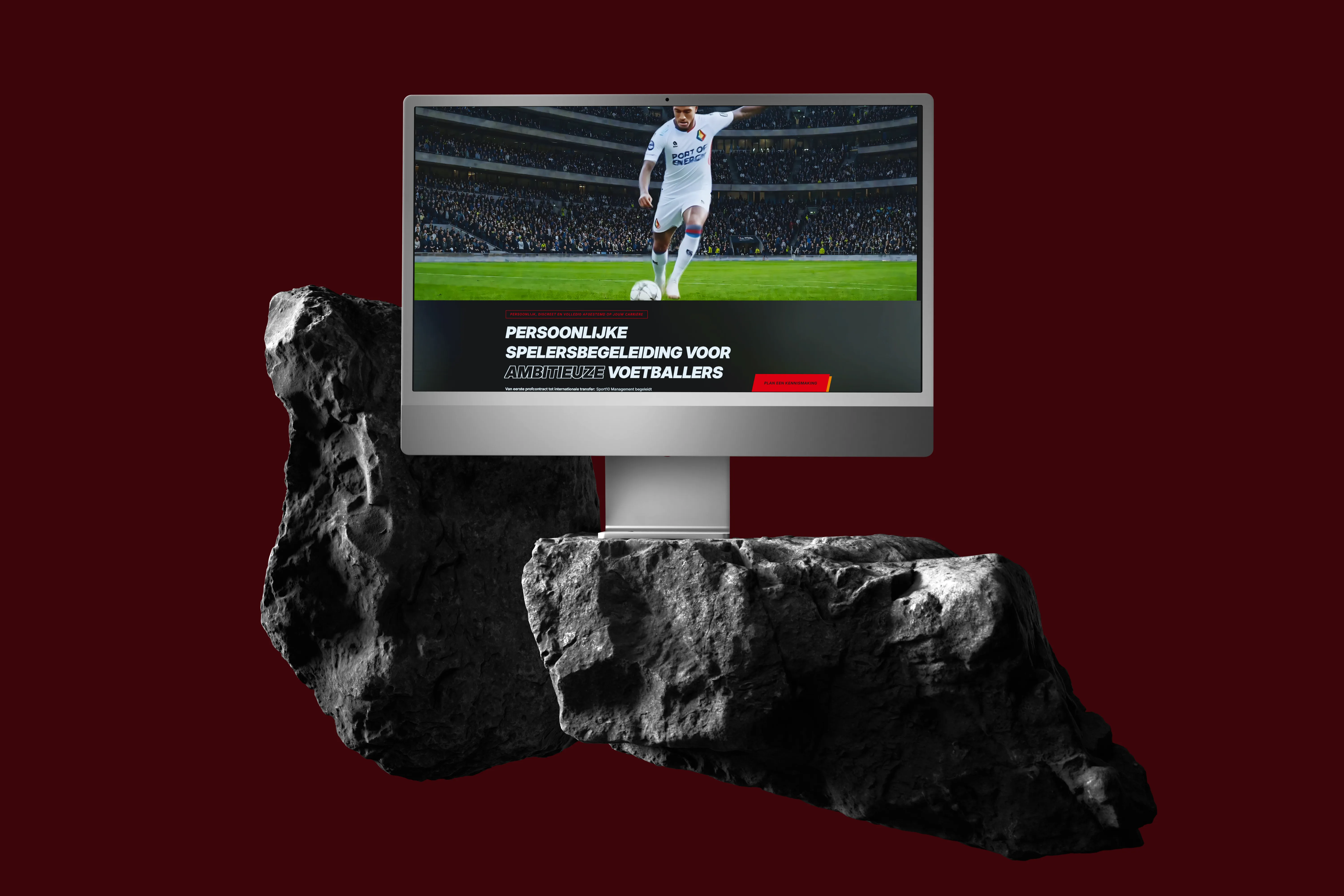 Website van Sport10 Management met overzicht van diensten en spelersbegeleiding