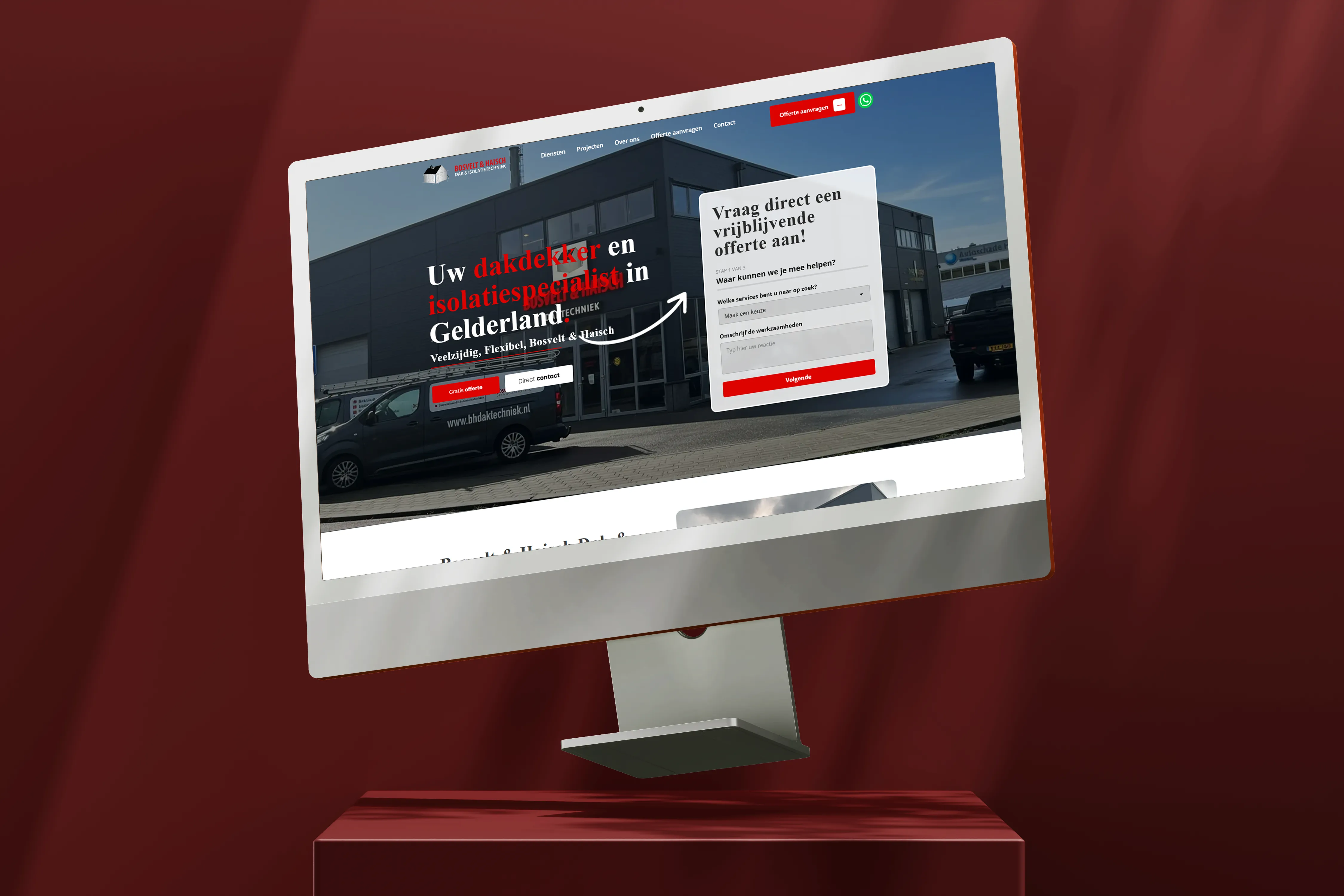 Website homepage Bosvelt & Haisch Dak- & Isolatietechniek met dienstenoverzicht